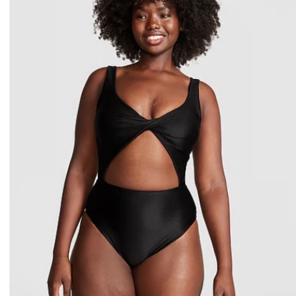 NWT PINK Victoria’s Secret Black Twist It Cut Out One-Piece Swimsuit XXL - Picture 10 of 11
